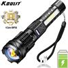 KDULIT Potente torcia a LED XHP70 Torcia impermeabile 18650 con luce laterale 7 modalità Lanterna da pesca da campeggio Lampada zoom ricaricabile USB