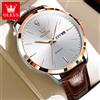 OLEVS 2935 Orologio da Uomo di Marca alla Moda, Cinturino in Pelle, Calendario Settimanale, Orologio al Quarzo Luminoso Impermeabile con Quadrante da 43mm