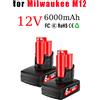 Turpow 12V 6.0AH/9.0AH per Milwaukee M12 Batteria Li-Ion Batterie di Ricambio Per Milwaukee M12 Strumento 48-11-2402 48-11-2411 48-11-2401