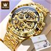 OLEVS Lxuxry Orologi da uomo in oro di marca Scheletro completo Cronografo in acciaio inossidabile Orologio da polso al quarzo luminoso impermeabile da uomo