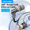 Vention Cavo Ethernet Vention CAT8 40Gbps 2000MHz Ruota di 360 gradi Cavo LAN Internet di rete CAT 8 per PC PS 4 Router Cavo RJ45
