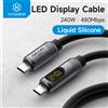 Hagibis Cavo USB C con display LED Cavo di ricarica rapido da tipo C a C Cavo di ricarica in silicone PD 240W per iPhone 17 MacBook Pro Air