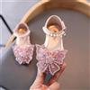 ZYCZWL Sandali per ragazze estive Moda Paillettes Fiocco con strass Scarpe da principessa per ragazze Scarpe per bambina Sandali con tacco piatto Taglia 21-35