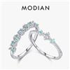 MODIAN 925 Sterling Silver Squisita Eternity Band Paraiba Colore CZ Anello Verde Menta Anelli Impilabili Per Le Donne Gioielleria Raffinata