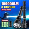xiviio Torcia subacquea a LED ad alta potenza 3 * XHP300 Torcia subacquea professionale IPX8 Subacquea Torcia subacquea super luminosa Pesca