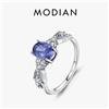 MODIAN 925 Sterling Silver Vintage Coda di Sirena Texture Anelli Retro Tanzanite Colore CZ Gioielli di moda per donne e ragazze
