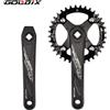 GOLDIX Guarnitura per bicicletta con foro quadrato GOLDIX manovella MTB in lega di alluminio 165/170/175mm lunghezza denti larghi stretti 104BCD 32/34/36/38/40/42T