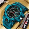 SANDA 6198 Orologio Elettronico da Uomo Alla Moda con Luce Notturna, Doppio Display, Multifunzione, Impermeabile per Sport All'aperto