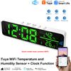 ONENUO Tuya WiFi sensore di umidità della temperatura supporto tempo sveglia Display USB Desktop Mirror LED orologi per la decorazione del soggiorno
