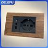 DELEFU imitazione venatura del legno italia Standard Home Office presa ue USb tipo C cile presa a muro pressostato luce 118 nero Carica veloce