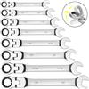 WOZOBUY Set di chiavi combinate a cricchetto con testa flessibile, 1/4"-3/4" SAE, estremità scatola da 72 denti e chiave inglese con estremità aperta con Cr-V costruito
