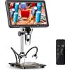 RIEVBCAU Microscopio digitale HDMI da 10,1'' Microscopio a moneta 2000X con 10 LED Microscopio per saldatura da 20 MP per elettronica, PCB, riparazione