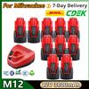 Turpow Batteria 3.8Ah per batteria di ricambio Milwaukee M12 3800mAh per utensili Cordless 12V 48-11-2402 48-11-2411 48-11-2401 MIL-12A-LI