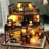 zuuton Casa delle bambole in legno Puzzle 3D Assemblaggio Modello di edificio Kit Produzione Piccola stanza Giocattoli Decorazione della camera da letto di casa con luce dei mobili