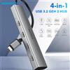 RSHTECH Hub USB C RSHTECH 10 Gbps Alluminio 4 porte USB-C 3.2 Gen 2 Dongle Adattatore multiporta USB C portatile per laptop Thunderbolt/Tipo C