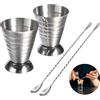 Untior Set di Misurini in Acciaio Inox con Cucchiaio Miscelatore, Jigger per Cocktail da 2,5 oz / 5 Cucchiai / 75 ml, Accessori da Bar