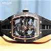 MEGIR Orologio da polso automatico da uomo alla moda con cinturino in silicone nero, orologio meccanico sportivo luminoso impermeabile con quadrante tonneau 2242