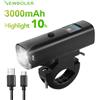 NEWBOLER Luce per bicicletta intelligente Antipioggia USB LED 3000mAh MTB Luce anteriore Faro Ciclismo Torcia elettrica Accessori per luci per bici