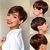 Rebecca Youth Parrucche per capelli umani lisci colorati con taglio corto 1B Pixie con frangia Parrucche complete fatte a macchina per le donne nere naturali brasiliane