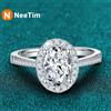 NeeTim 1CT 2CT D VVS1 Taglio Ovale Moissanite Anelli per Le Donne 925 Sterling Silver Lab Dimond Anello di Fidanzamento Festa di Nozze All'ingrosso