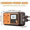 Sayin Radio a manovella di emergenza da 5000 mAh/18500 mWh, radio di avviso meteorologico AM FM NOAA, display digitale, manovella alimentata a 4 vie, radio solare