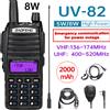 BAOFENG 5W/8W Ad Alta Potenza Baofeng UV-82 Unieke Dual PTT Walkie Talkie Uv82 Dual Band Vhf/Uhf FM 10Km Lungo Raggio Bidirezionale Ham CB Radio