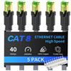 CYANMI MIZIQIER Cavo di rete piatto CAT8 lungo da 5 pezzi 40 Gbps SFTP RJ45 LAN cat 8 Cavo Patch Cord per Modem Router Gaming PC PS4/5/6 Xbox