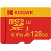 Kodak Scheda Micro SD KODAK 128GB U3 V30 256GB 64GB 32GB 4K ad Alta Velocità, Scheda TF per Telefono, Fotocamera, Drone, Lettore TYPE-C Originale