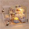 zuuton Kit di costruzione di modelli di assemblaggio di puzzle 3D mini casa delle bambole gattino Decorazione creativa della camera da letto con mobili Regali artigianali in legno