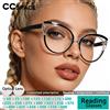 CCspace Montatura per Occhiali da Vista Rotonda Grande Stile Occhio di Gatto Anti Luce Blu per Donna Lenti Ottiche Personalizzate per Miopia R57614