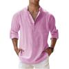 ANIMAL GAME Camicie casual da uomo nuove Camicie leggere in cotone Henley a maniche lunghe per camicie da spiaggia in lino Top con colletto traspirante hawaiano