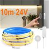 MALITAI 24V 5M 10M specchio in legno penetrabile Touch Dimmer sensore di movimento spazzata a mano COB LED Strip Light Tape per retroilluminazione dell'armadio da cucina