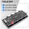 TEUCER Hub ventola multi splitter magnetico 3in1 8 vie 5V 3PIN ARGB 12V 4PIN PWM SATA Power Accessori per PC e interfaccia RGB a 2 vie 12V/4 pin