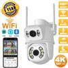DDBROUGEN Telecamera IP di sicurezza wireless esterna a doppia lente 4K 8MP HD Telecamera PTZ esterna Wifi Telecamera di sorveglianza stradale con tracciamento automatico iCsee