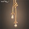 YNL Luci Del Pendente Corda di canapa Dell'annata Retro Lampada A Sospensione E27 AC 85-265V Industriale Oggettistica Per La Casa Ristorante Lampada A Sospensione edison Hanglamp