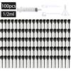 MUB 100/300 pezzi + 4 accessori Flacone di profumo in vetro trasparente da 1/2 ml con 100 flaconi contagocce, 1 pipetta, 1 imbuto, 1 dispenser, 1 siringa