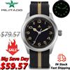 Militado ML08 Orologio al quarzo da 38 mm Movimento VH31 Orologio da polso in cristallo di zaffiro a doppia cupola Super C3 Orologi vintage luminosi verdi