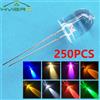 HVIERO 250 Pz 10mm F10 Rotondo Top Ultra Luminoso Diodo Emettitore LED Bianco Rosso Verde Blu Giallo UV Rosa Diodi di Luce Lampada Lampadina Min Led