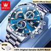 OLEVS 2953 Orologio da Uomo dal Design Esclusivo, in Acciaio Inossidabile, con Fasi Lunari, Impermeabile, Cronografo al Quarzo, Originale