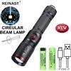 Heinast Torcia ad alta potenza Torcia zoom ricaricabile portatile a LED Batteria incorporata Torcia da campeggio esterna ricaricabile tramite USB