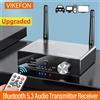 VIKEFON Ricevitore trasmettitore Bluetooth 5.3 Stereo a bassa latenza AUX 3,5 mm Adattatore audio musicale wireless ottico Telecomando per TV PC