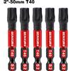 Geinxurn Set di punte magnetiche resistenti agli urti da 2 pollici, punte di alimentazione con testa Torx, set di punte per cacciavite T40 a stella in acciaio legato S2