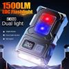 Heinast Mini torcia portatile 1500 lumen torcia LED super luminosa lanterna di emergenza da campeggio multifunzionale ricaricabile tramite USB
