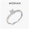 MODIAN Anello elegante da sposa classico in argento sterling 925 Linea color oro rosa Gioielli unici con design a contrasto metallico per le donne