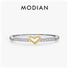 MODIAN Anello da dito a forma di cuore romantico semplice in argento sterling 925 Anelli di design a contrasto metallico alla moda per gioielli da donna