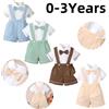 Mioglrie 0-3 anni bambino ragazzi formale 2 pezzi set di abbigliamento camicia a maniche corte con papillon con complessivo per bambino ragazzo matrimonio e festa di compleanno vestito