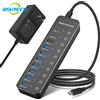 RSHTECH Hub USB RSHTECH Hub USB C a 10 porte 60W con porte di trasferimento dati da 10Gbps interruttori tattili individuali Splitter ibrido per Laptop/PC