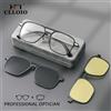 CLLOIO Occhiali da vista miopia con clip magnetica polarizzata da uomo TR90 Occhiali da lettura ottici per ipermetropia antiriflesso per visione notturna