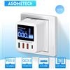 ASOMETECH Caricatore da muro USB ASOMETECH 40W 4 porte con display a LED QC3.0 PD3.0 Caricatore rapido USB per iPhone 14 Huawei Xiaomi Samsung