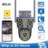DDBROUGEN Telecamera IP esterna esterna 6K 12MP FHD 3 obiettivi 3 schermi Telecamera WiFi 4K Doppio schermo Telecamera PTZ di sicurezza con tracciamento automatico IPC360